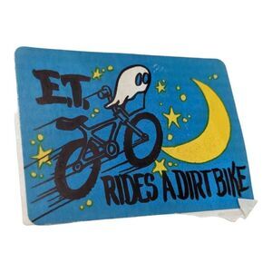 1980s ET Rides A Dirt Bike Sticker‎ Extra-Terrestrial Movie Motorcycle Vintage